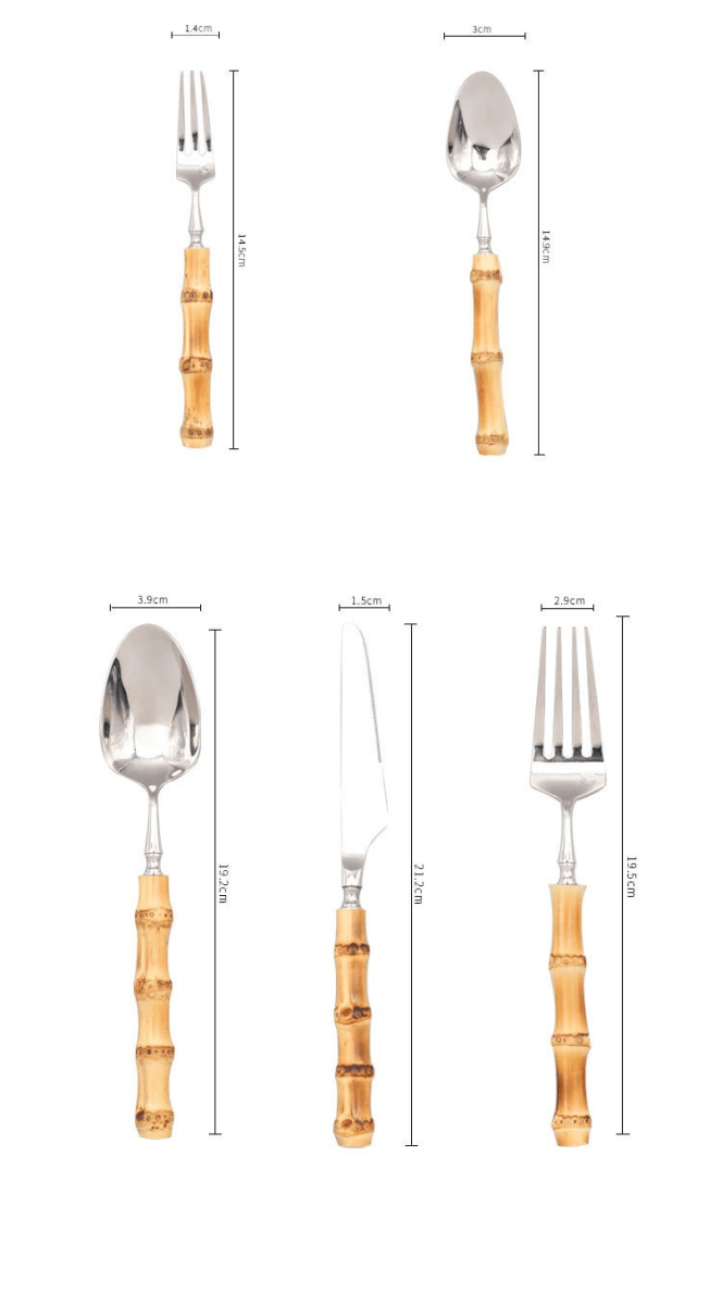 Mila’s Cutlery Set | Stainless Steel and Natural Bamboo Handles