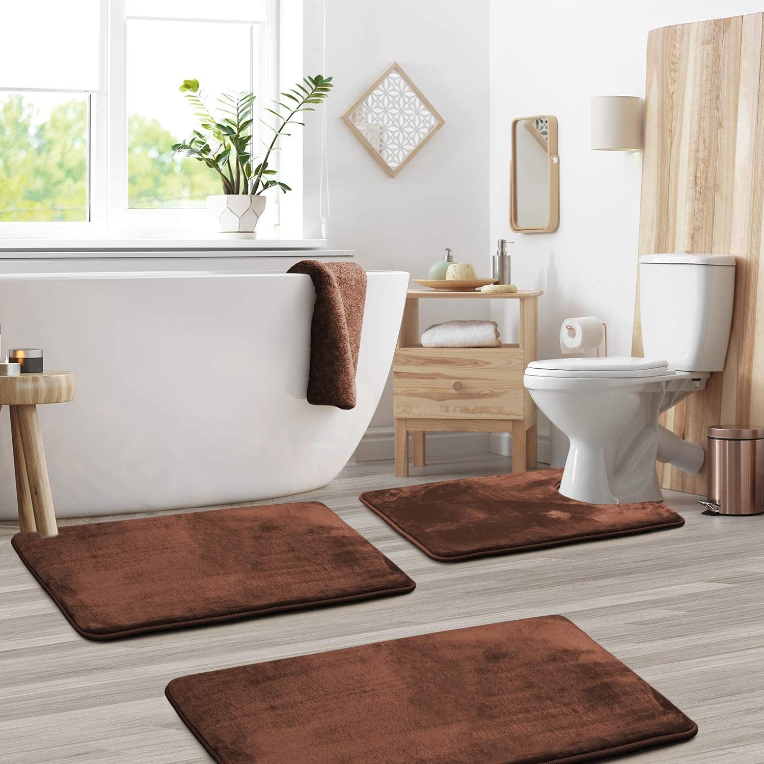 Velvet & Memory Foam Bathroom 3-Pieces Set