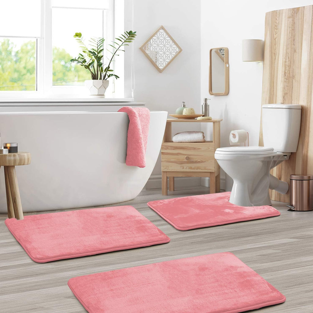 Velvet & Memory Foam Bathroom 3-Pieces Set
