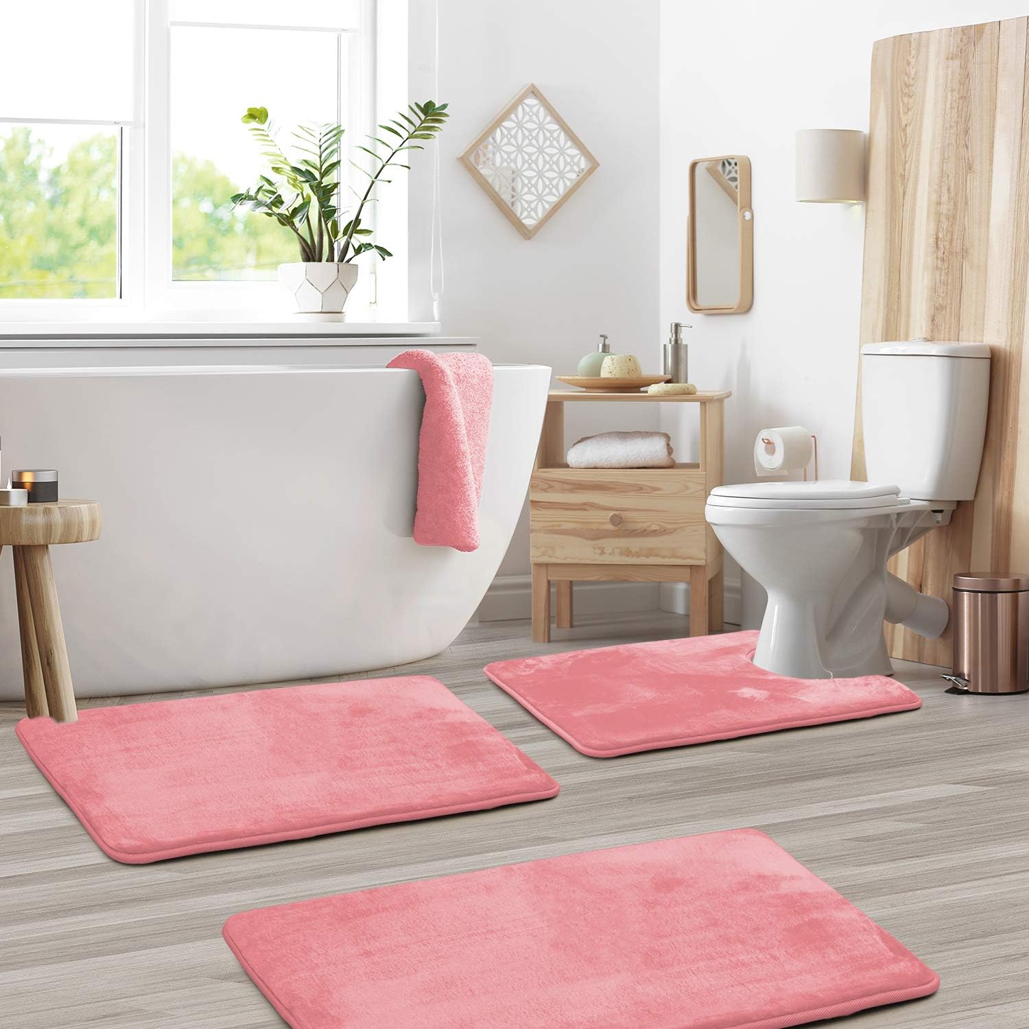 Velvet & Memory Foam Bathroom 3-Pieces Set