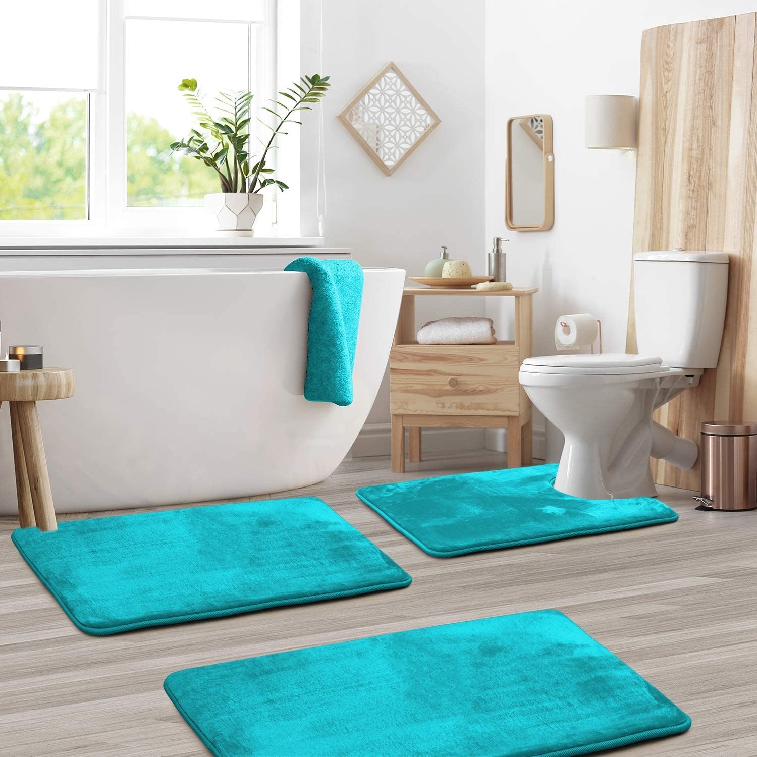 Velvet & Memory Foam Bathroom 3-Pieces Set