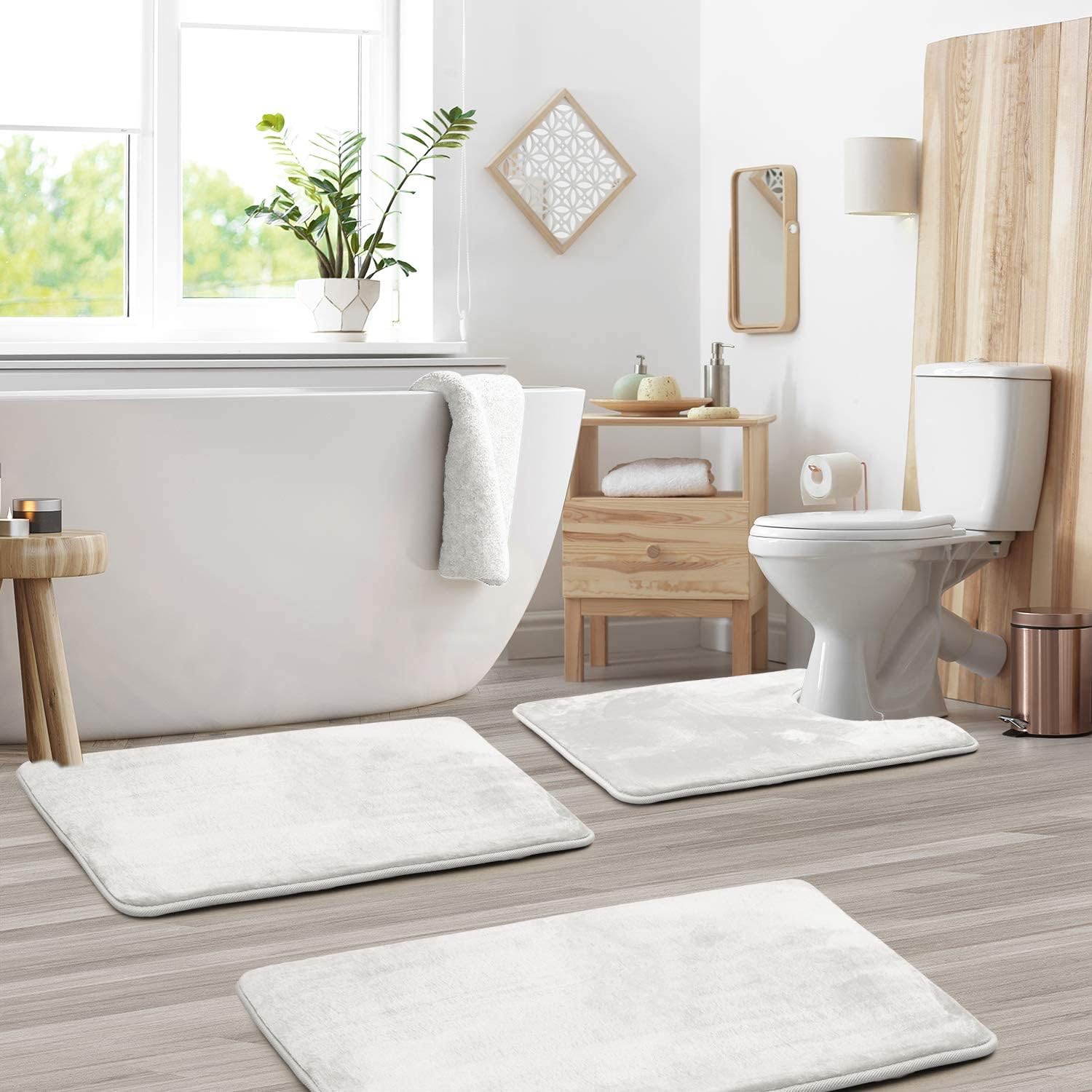 Velvet & Memory Foam Bathroom 3-Pieces Set
