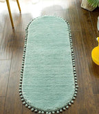 Non-Slip and Cozy Decorative Pompom Oval Rug