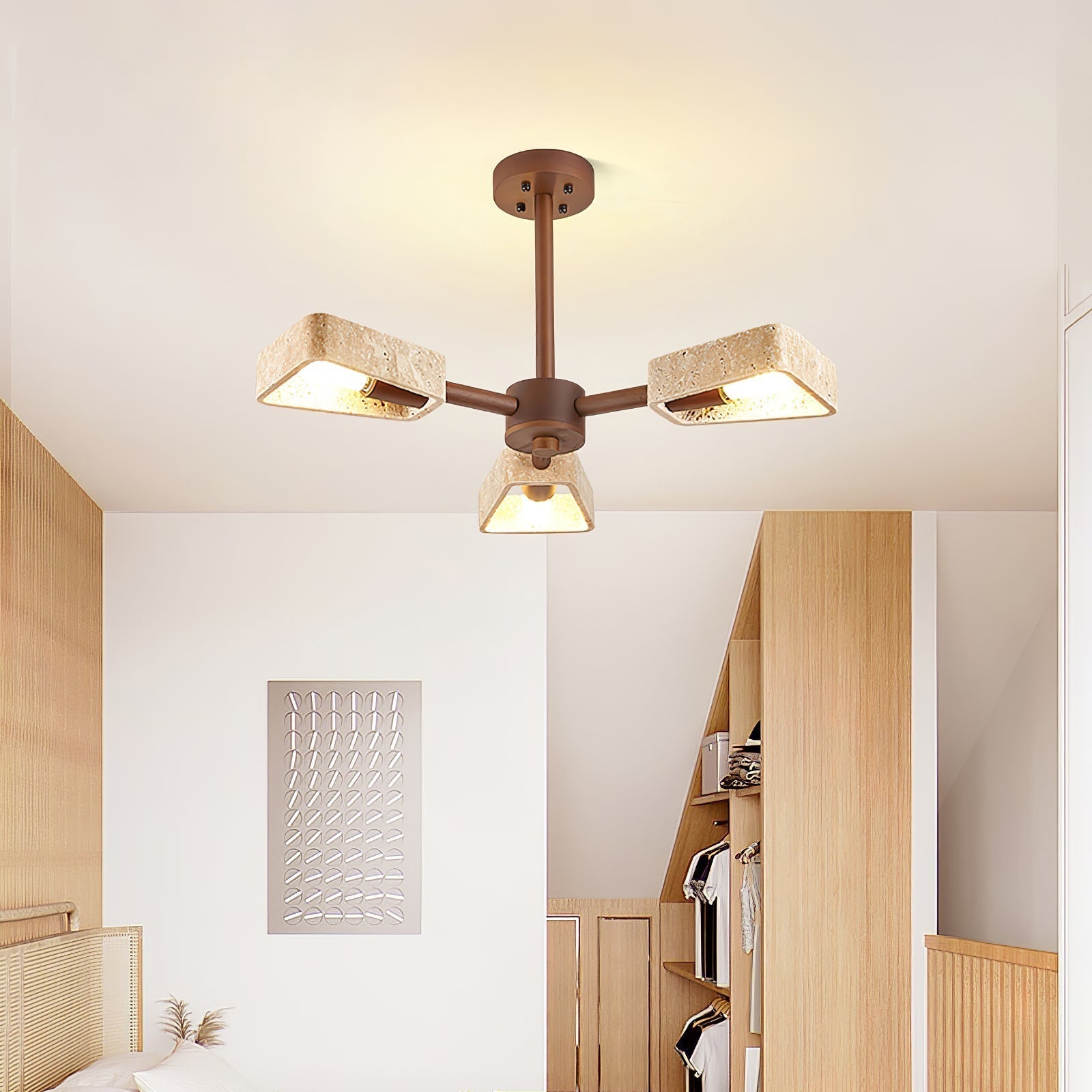 Lyora Geometric Stone Orbit Chandelier