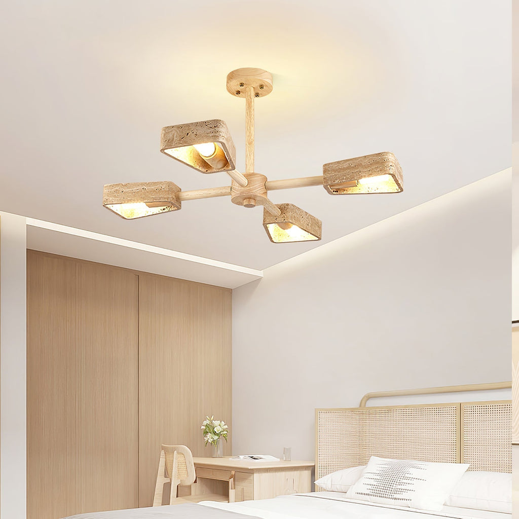 Lyora Geometric Stone Orbit Chandelier