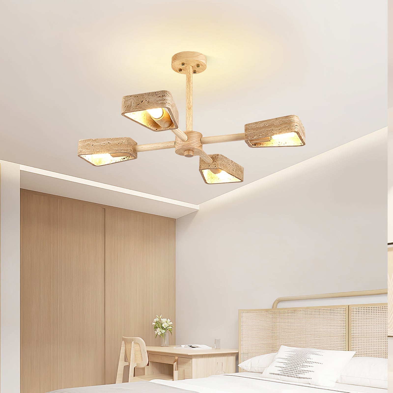 Lyora Geometric Stone Orbit Chandelier