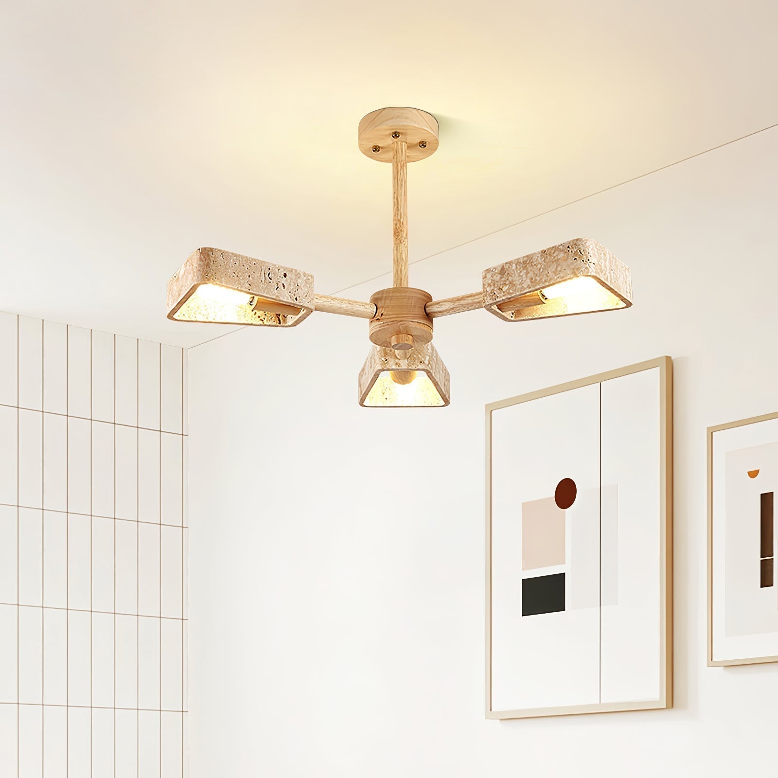 Lyora Geometric Stone Orbit Chandelier