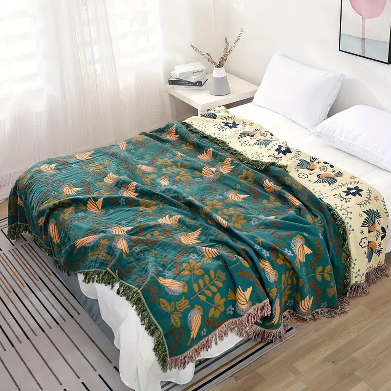 Cozy Scandinavian Bird Reversible Blanket