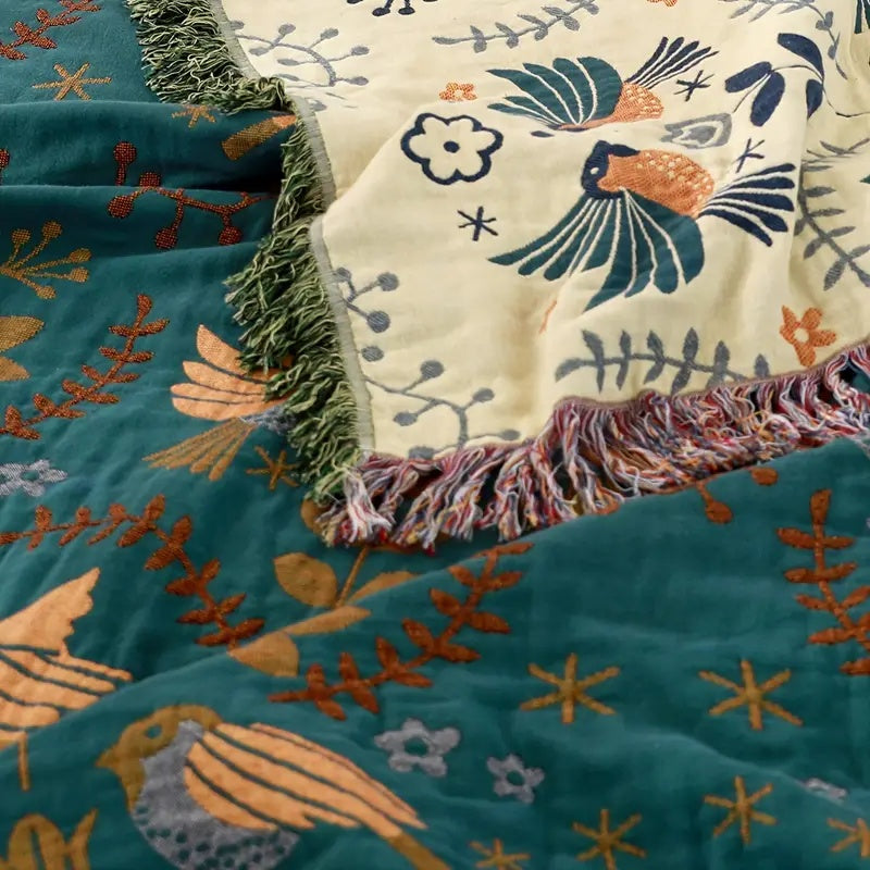 Cozy Scandinavian Bird Reversible Blanket