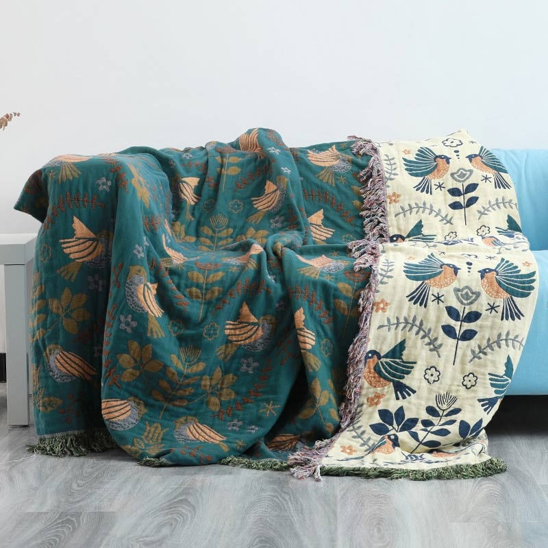 Cozy Scandinavian Bird Reversible Blanket