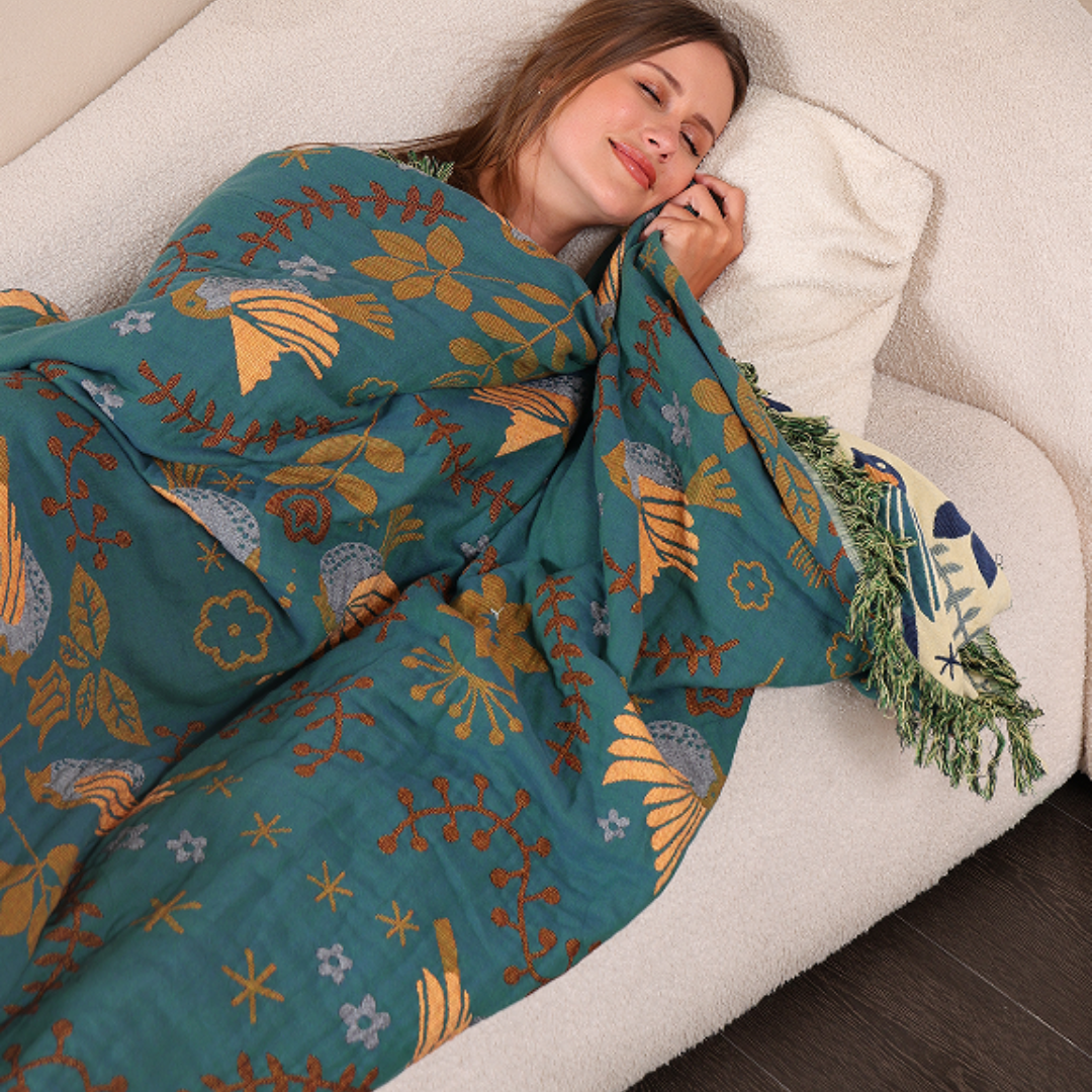 Cozy Scandinavian Bird Reversible Blanket
